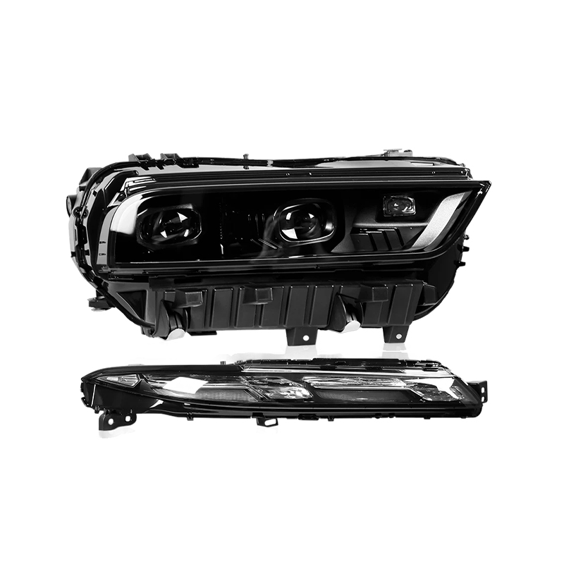 How does the low-rise crystal lamp redefine the luxurious identity of a car's front end with dazzling light and shadow?